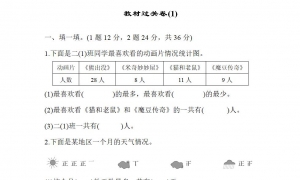 二年级数学下册教材过关卷(1)