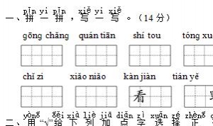 一年级语文上册精选期末测试卷四十八